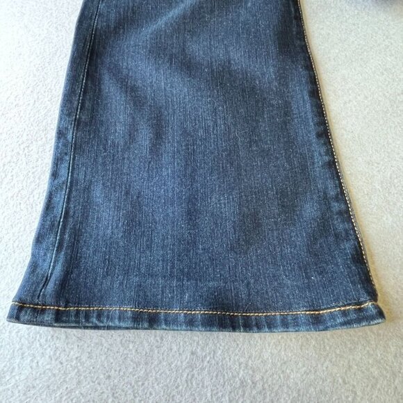 Lucky Brand Women's Jeans Size 8 Ankle Length Flare Leg Dark Wash Leather Patch - Picture 12 of 15